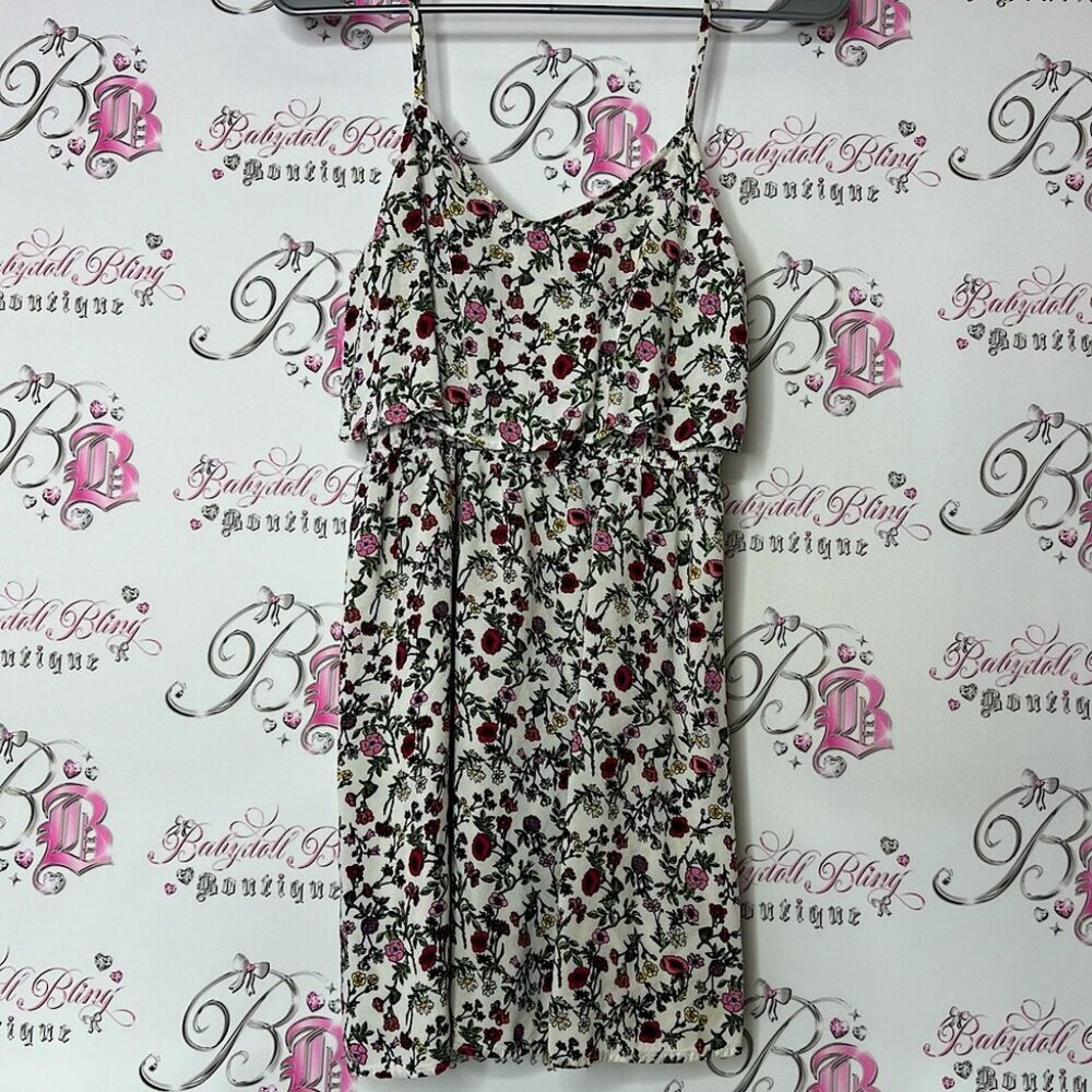 Divided dress flowers pink white green yellow purple Floral Dress